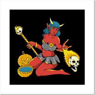 halloween devil girl Posters and Art